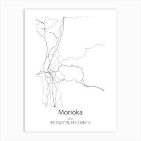 Morioka,Japan Minimalist Map Art Print