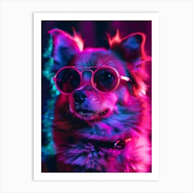 Beautiful Dog Under Neon Lights 10 Art Print