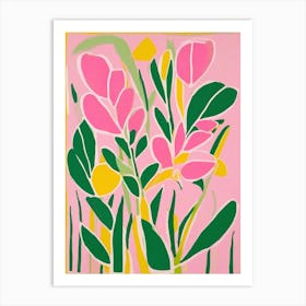 Pink Floral abstract illustration Art Print