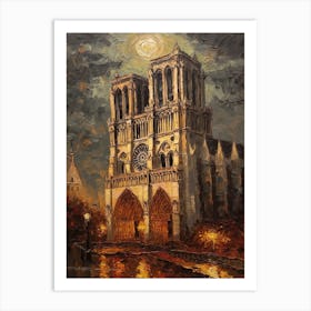Notre Dame Paris France Van Gogh Style 2 Art Print