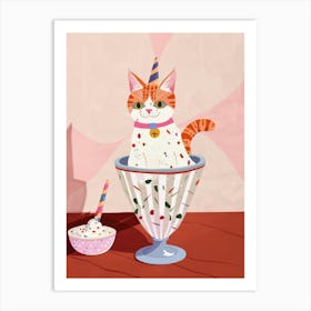 Cat And Sundae 3 Art Print