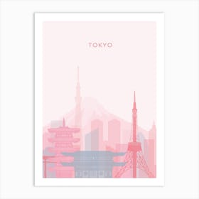 Pink And Blue Tokyo Skyline Art Print