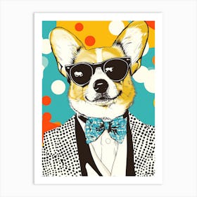 Super Cool Corgi Illustration Pop 20 Art Print