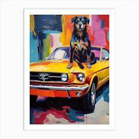 Ford Mustang Vintage Car With A Dog, Matisse Style Painting 2 Art Print