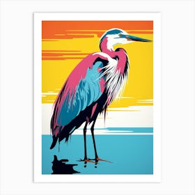 Andy Warhol Style Bird Great Blue Heron 2 Art Print