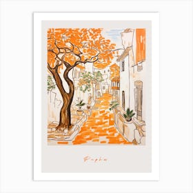 Paphos Cyprus 2 Orange Drawing Poster Art Print
