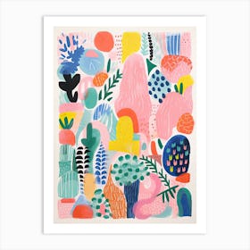 Ninfa Gardens Abstract Riso Style 2 Art Print