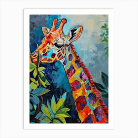 Colourful Giraffe In The Plants 4 Art Print