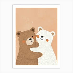 Two Bears Hugging, nursery wall art, kids room prints, playroom decor Art Print