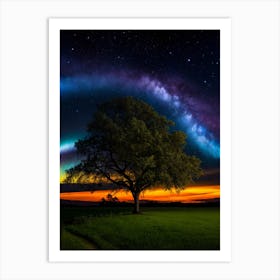 Tree In The Night Sky Art Print