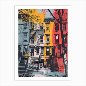 Brooklyn Heights New York Colourful Silkscreen Illustration 3 Art Print