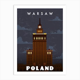 Warsaw, Poland — Retro travel minimalist poster Art Print