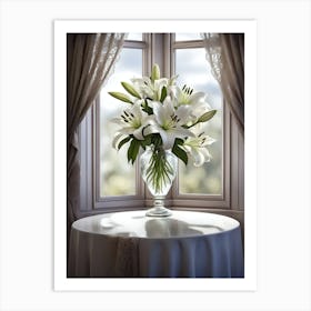 White Lilies in a Window Art Print