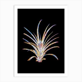 Stained Glass Pineapple Mosaic Botanical Illustration on Black n.0257 Art Print