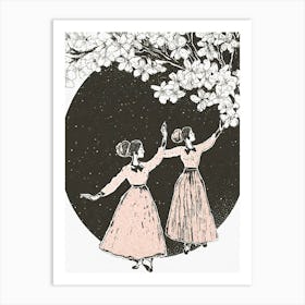 Two Dancers Under A Cherry blossom Tree Art Print