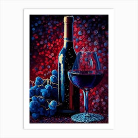 Cabernet Sauvignon Wine Pointillism Cocktail Poster Art Print