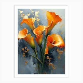 Gold Plated Orange Calla Lily Flowers Art Print