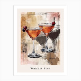 Whiskey Sour Watercolour Illustration Art Print