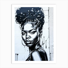 Graffiti Mural Of Beautiful Black Woman 146 Art Print