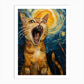 Cat With Starry Sky Art Print