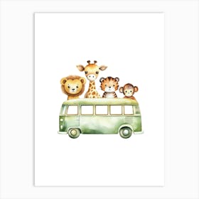 Giraffes On A Bus 1 Art Print