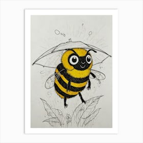 Bee In The Rain 1 Art Print