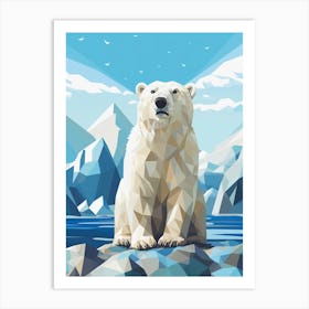 white Polar Bear poly art Art Print