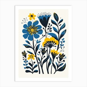 Blue And Yellow Flowers 1 Art Print