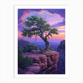 Lone Tree At Sunset 1 Art Print