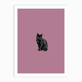 Black Cat On A Purple Background Art Print