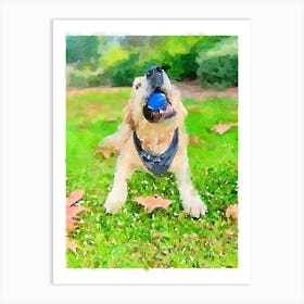 Golden Retriever Playing With A Ball Art Print