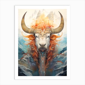 Horned Bull Art Print