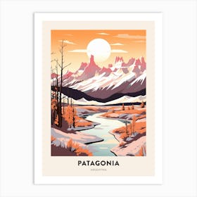 Vintage Winter Travel Poster Patagonia Argentina 2 Art Print