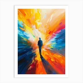 Abstract Of A Man Walking In A Bright Light Art Print