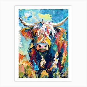 Colourful Highland Cow Abstract Art Print Art Print