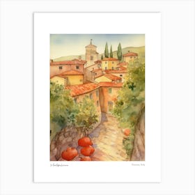 Montepulciano, Tuscany, Italy 3 Watercolour Travel Poster Art Print