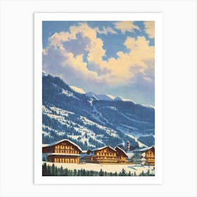 Schladming, Austria Ski Resort Vintage Landscape 1 Skiing Poster Art Print