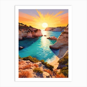 A Painting Of Cala Macarella Beach Menorca Spain 2 Art Print