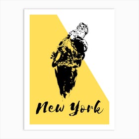 Musician in New York Black and Yellow Art Print
