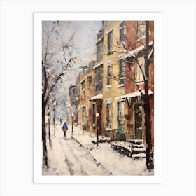 Vintage Winter Painting Boston Usa 1 Art Print