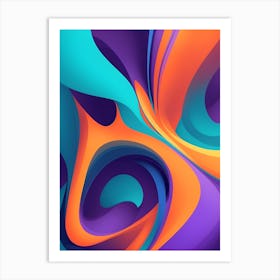 Abstract Colorful Waves Vertical Composition 4 Art Print