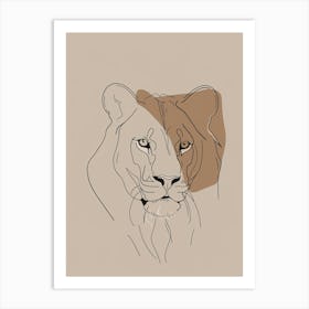 Lion Head - Boho, Line Art 1 Art Print