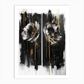 Black And Gold Poppies 1 Art Print