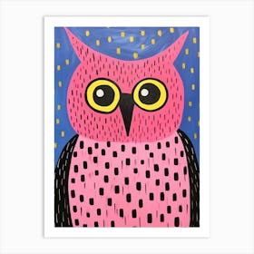 Pink Polka Dot Owl 2 Art Print