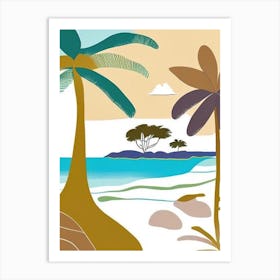 La Digue Seychelles Muted Pastel Tropical Destination Art Print