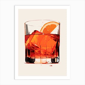 Illustration Negroni Floral Infusion Cocktail 2 Art Print