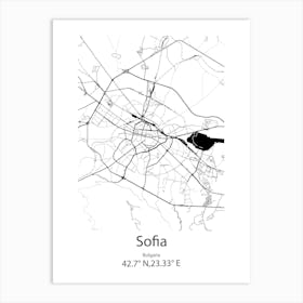 Sofia,Bulgaria Minimalist Map Art Print