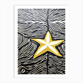 Sea Star Linocut Art Print