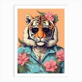 Tiger Illustrations Wearing A Hawaiian Shirt 2 Art Print