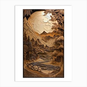 Landscape Wood Carving Art Print